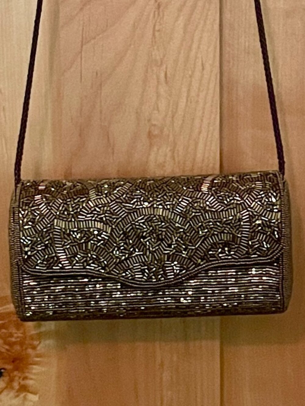 VTG 1980's Beaded Clutch/shoulder drop evening purse